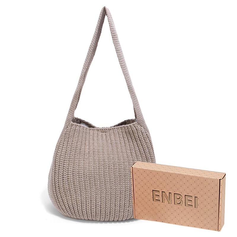 ENBEI Women's Shoulder Handbags Crocheted Bags Large knit bag Tote bag aesthetic for school cute Tote bags Beach Bag Tote - Image 3